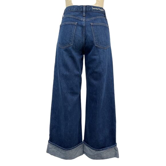 Favorite Daughter 'The Masha' Blue Cotton Cuffed Shortie Denim Jean Size 26 - Picture 3 of 5